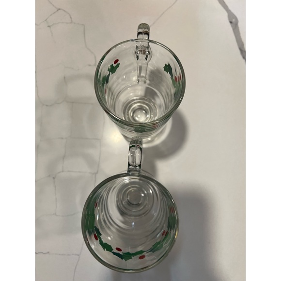 Vintage Holiday Glass Footed Eggnog Mugs - Set of 2 - Picture 3 of 4